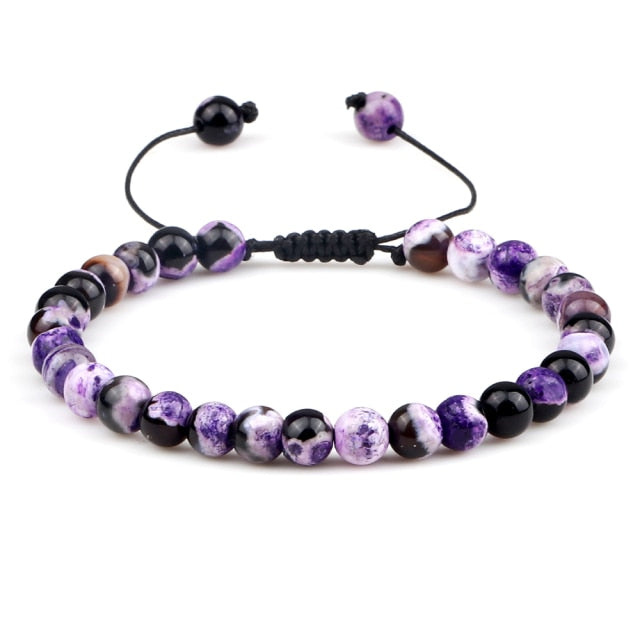 6mm Natural Stone Men Bracelets Charm Tiger Eye Black Beads Bracelet Braided Bangle Adjustable Charm Women Yoga Jewelry pulseras daiiibabyyy