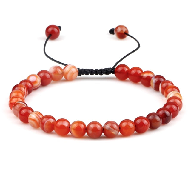6mm Natural Stone Men Bracelets Charm Tiger Eye Black Beads Bracelet Braided Bangle Adjustable Charm Women Yoga Jewelry pulseras daiiibabyyy