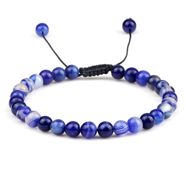 6mm Natural Stone Men Bracelets Charm Tiger Eye Black Beads Bracelet Braided Bangle Adjustable Charm Women Yoga Jewelry pulseras daiiibabyyy