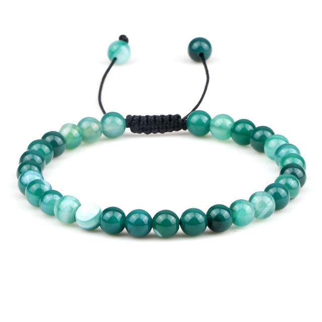 6mm Natural Stone Men Bracelets Charm Tiger Eye Black Beads Bracelet Braided Bangle Adjustable Charm Women Yoga Jewelry pulseras daiiibabyyy