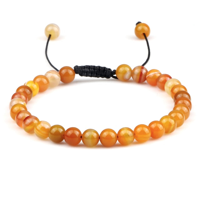 6mm Natural Stone Men Bracelets Charm Tiger Eye Black Beads Bracelet Braided Bangle Adjustable Charm Women Yoga Jewelry pulseras daiiibabyyy