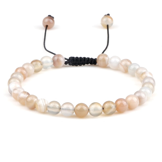6mm Natural Stone Men Bracelets Charm Tiger Eye Black Beads Bracelet Braided Bangle Adjustable Charm Women Yoga Jewelry pulseras daiiibabyyy