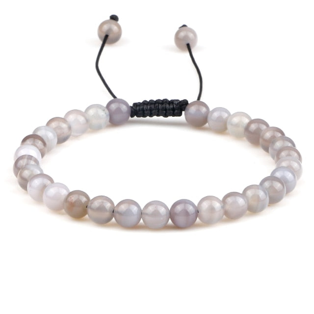 6mm Natural Stone Men Bracelets Charm Tiger Eye Black Beads Bracelet Braided Bangle Adjustable Charm Women Yoga Jewelry pulseras daiiibabyyy