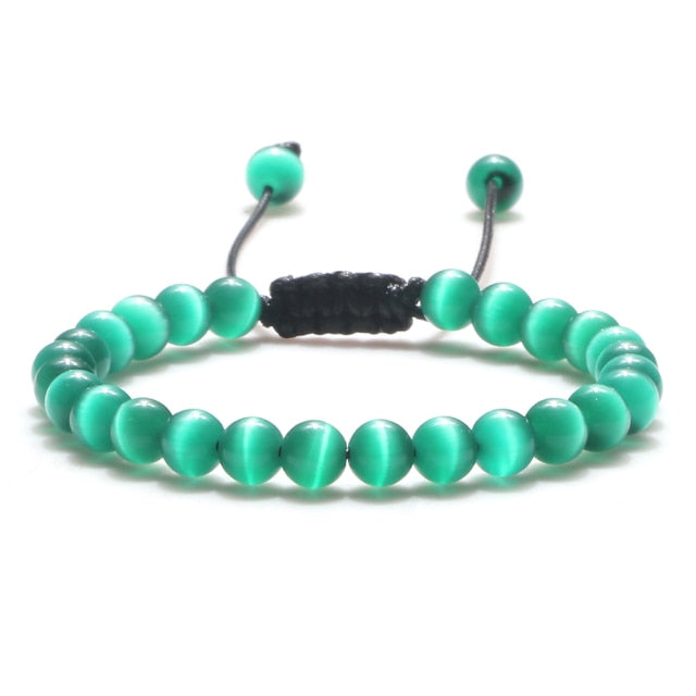 6mm Natural Stone Men Bracelets Charm Tiger Eye Black Beads Bracelet Braided Bangle Adjustable Charm Women Yoga Jewelry pulseras daiiibabyyy