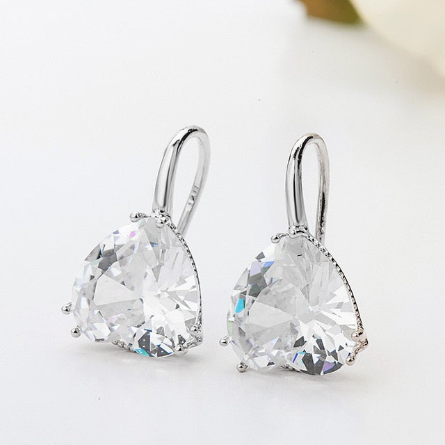 2021 Austria Crystal Silver Plated Earrings Blue Heart of Ocean Shaped Earring for Birthday Gift for Women pendientes mujer moda daiiibabyyy