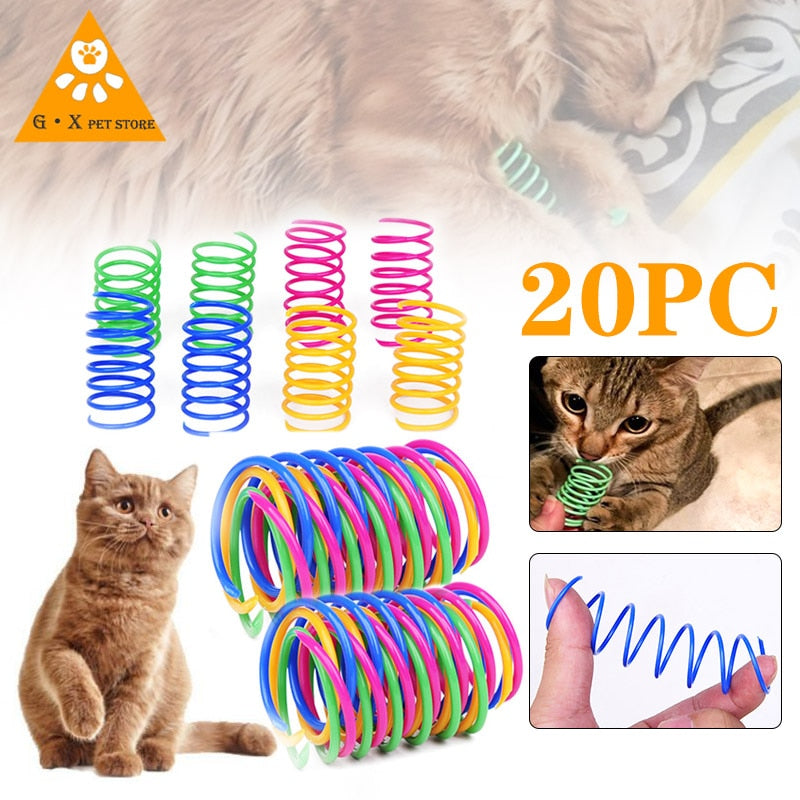 4/8/16/20pcs Kitten Cat Toys Wide Durable Heavy Gauge Cat Spring Toy Colorful Springs Cat Pet Toy Coil Spiral Springs Pet Intera daiiibabyyy