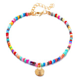 Boho Anklet Foot Colorful Beads Chain Shell Pendant Ankle Summer Bracelet Charm Sandals Barefoot Beach Foot Bridal Jewelry A046 daiiibabyyy