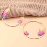 Beautiful Double Butterfly Earrings European Summer Girls Multicolor Big Round Circle Gold Hoop Earrings 11.11 Jewelry For Women daiiibabyyy