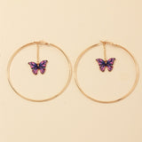 Beautiful Double Butterfly Earrings European Summer Girls Multicolor Big Round Circle Gold Hoop Earrings 11.11 Jewelry For Women daiiibabyyy