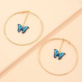Beautiful Double Butterfly Earrings European Summer Girls Multicolor Big Round Circle Gold Hoop Earrings 11.11 Jewelry For Women daiiibabyyy