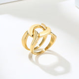 6mm Thick Chunky Chain Ring Cuban Curb Link Gold Filled Stainless Steel Stylish Ring for Women Girls daiiibabyyy