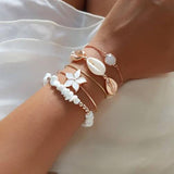 5pcs/lot Bohemian Mixed Golden Shell Starfish Bracelet Women Summer Beach Casual Jewelry Accessories Friendship Gift daiiibabyyy