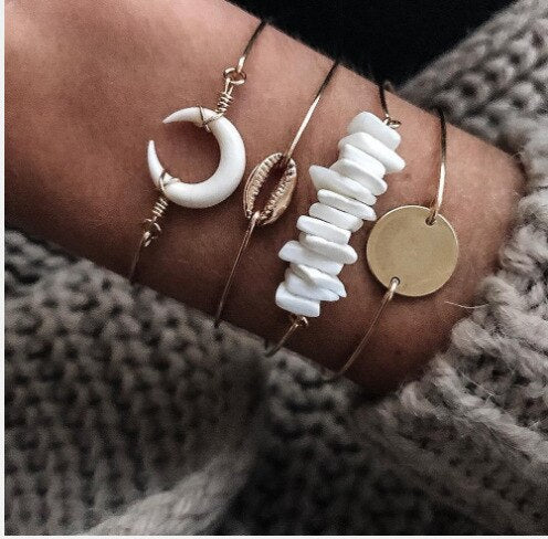 5pcs/lot Bohemian Mixed Golden Shell Starfish Bracelet Women Summer Beach Casual Jewelry Accessories Friendship Gift daiiibabyyy