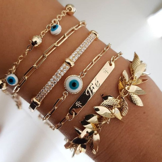 5pcs/lot Bohemian Mixed Golden Shell Starfish Bracelet Women Summer Beach Casual Jewelry Accessories Friendship Gift daiiibabyyy