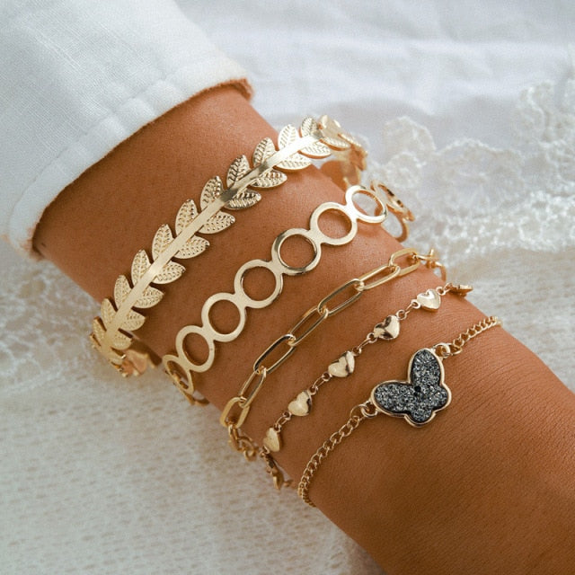 5pcs/lot Bohemian Mixed Golden Shell Starfish Bracelet Women Summer Beach Casual Jewelry Accessories Friendship Gift daiiibabyyy