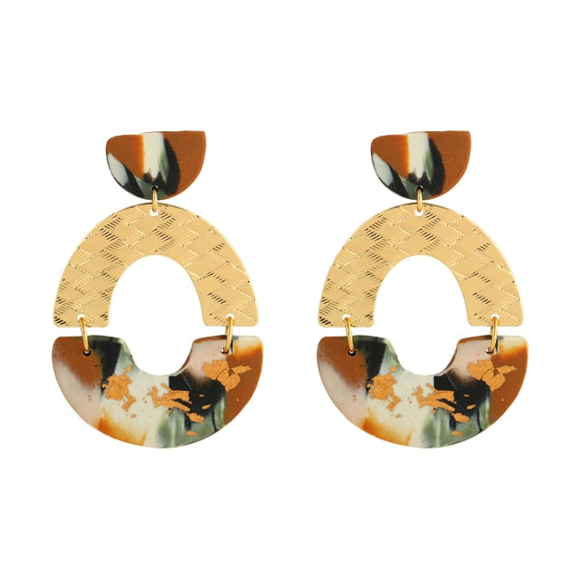 AENSOA 2021 New Korea Fashion Metal Ploymer Clay Long Dangle Drop Earrings for Women Unique Design Geometric Earrings Jewelry daiiibabyyy