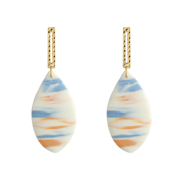 AENSOA 2021 New Korea Fashion Metal Ploymer Clay Long Dangle Drop Earrings for Women Unique Design Geometric Earrings Jewelry daiiibabyyy