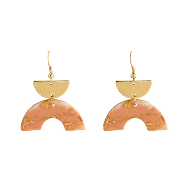 AENSOA 2021 New Korea Fashion Metal Ploymer Clay Long Dangle Drop Earrings for Women Unique Design Geometric Earrings Jewelry daiiibabyyy