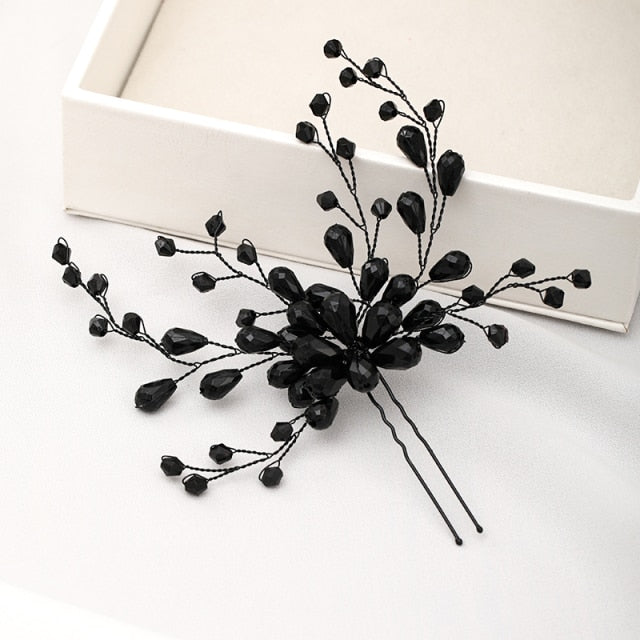 AiliBride Black Hair Vine Wedding Headband Tiara Crystal Bridal Headpiece Wedding Hair ornaments Tiara Hairband Hair Jewelry daiiibabyyy