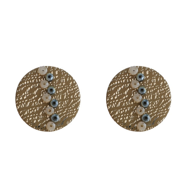 AENSOA 2021 New Korea Fashion Metal Ploymer Clay Long Dangle Drop Earrings for Women Unique Design Geometric Earrings Jewelry daiiibabyyy