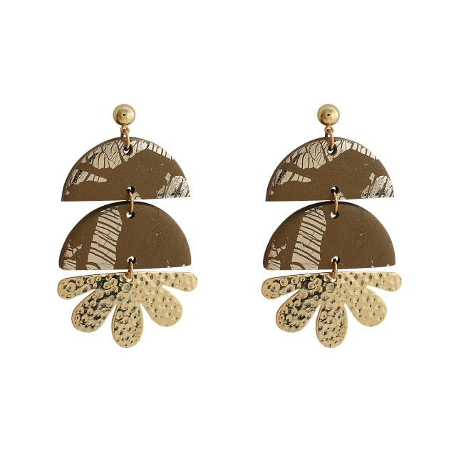 AENSOA 2021 New Korea Fashion Metal Ploymer Clay Long Dangle Drop Earrings for Women Unique Design Geometric Earrings Jewelry daiiibabyyy