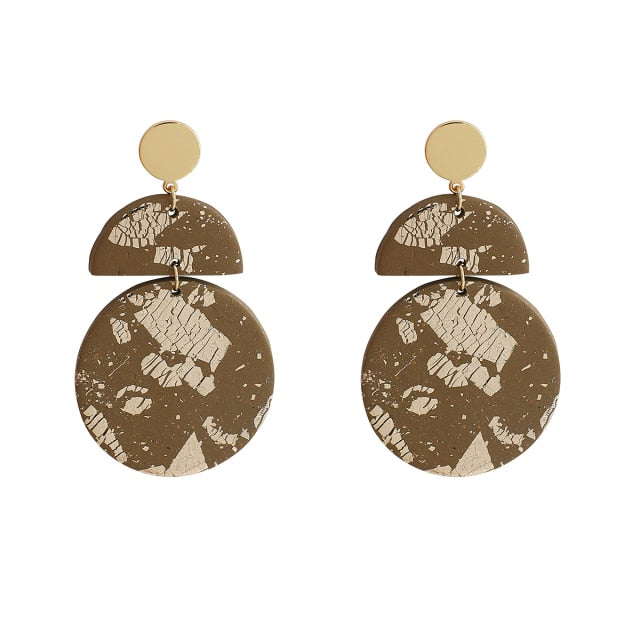 AENSOA 2021 New Korea Fashion Metal Ploymer Clay Long Dangle Drop Earrings for Women Unique Design Geometric Earrings Jewelry daiiibabyyy