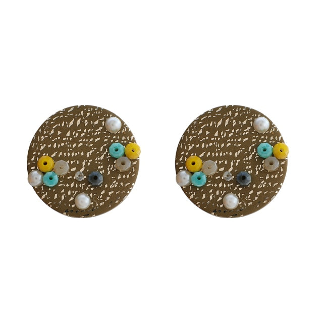 AENSOA 2021 New Korea Fashion Metal Ploymer Clay Long Dangle Drop Earrings for Women Unique Design Geometric Earrings Jewelry daiiibabyyy