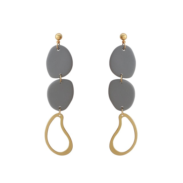 AENSOA 2021 New Korea Fashion Metal Ploymer Clay Long Dangle Drop Earrings for Women Unique Design Geometric Earrings Jewelry daiiibabyyy