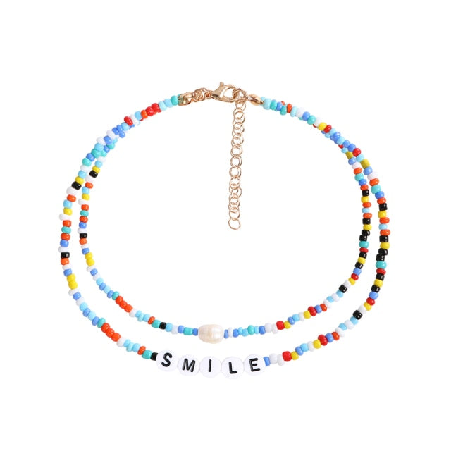 Bohemia handmade rainbow beads candy shell personality multi-layer satellite Necklace women's fashion jewelry necklace daiiibabyyy