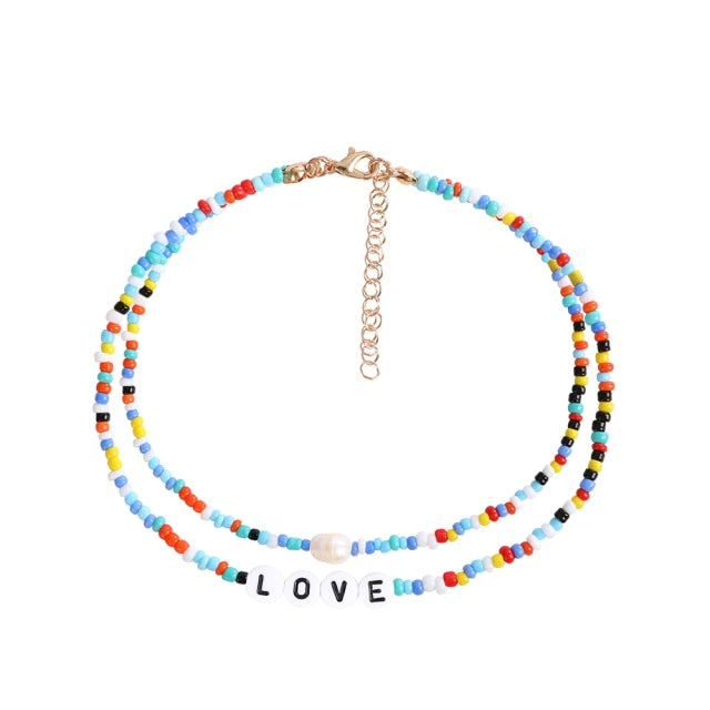 Bohemia handmade rainbow beads candy shell personality multi-layer satellite Necklace women's fashion jewelry necklace daiiibabyyy