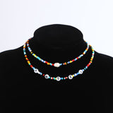 Bohemia handmade rainbow beads candy shell personality multi-layer satellite Necklace women's fashion jewelry necklace daiiibabyyy