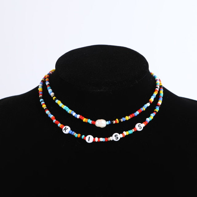 Bohemia handmade rainbow beads candy shell personality multi-layer satellite Necklace women's fashion jewelry necklace daiiibabyyy