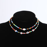 Bohemia handmade rainbow beads candy shell personality multi-layer satellite Necklace women's fashion jewelry necklace daiiibabyyy