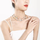 Bohemia handmade rainbow beads candy shell personality multi-layer satellite Necklace women's fashion jewelry necklace daiiibabyyy