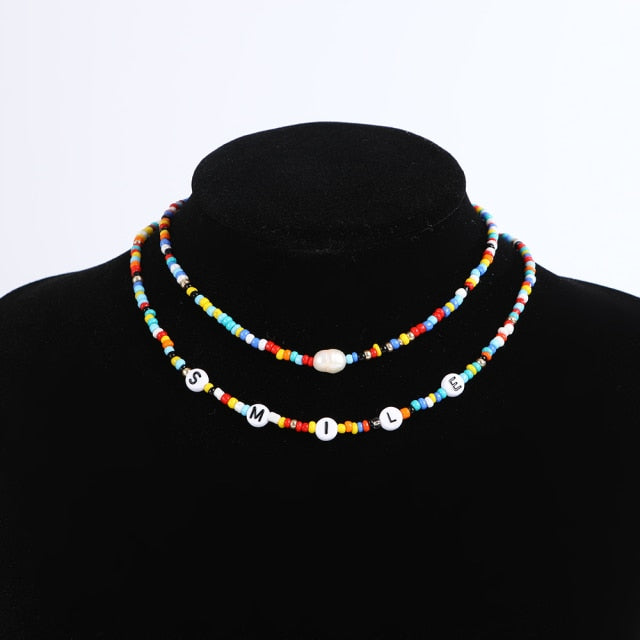 Bohemia handmade rainbow beads candy shell personality multi-layer satellite Necklace women's fashion jewelry necklace daiiibabyyy