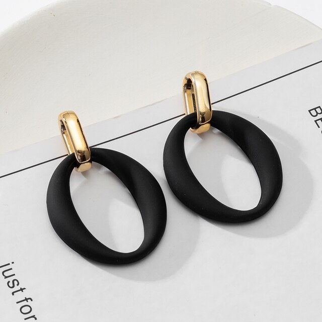 Women's Earrings Korean Black Colour Drop Earrings For Women Statement Geometric Earrings 2021 Fashion TrRendd Female Jewelry daiiibabyyy