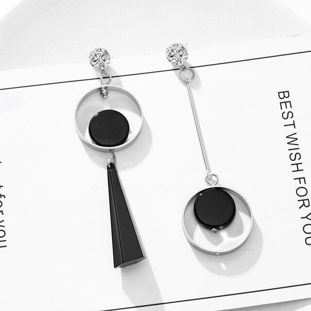 Women's Earrings Korean Black Colour Drop Earrings For Women Statement Geometric Earrings 2021 Fashion TrRendd Female Jewelry daiiibabyyy