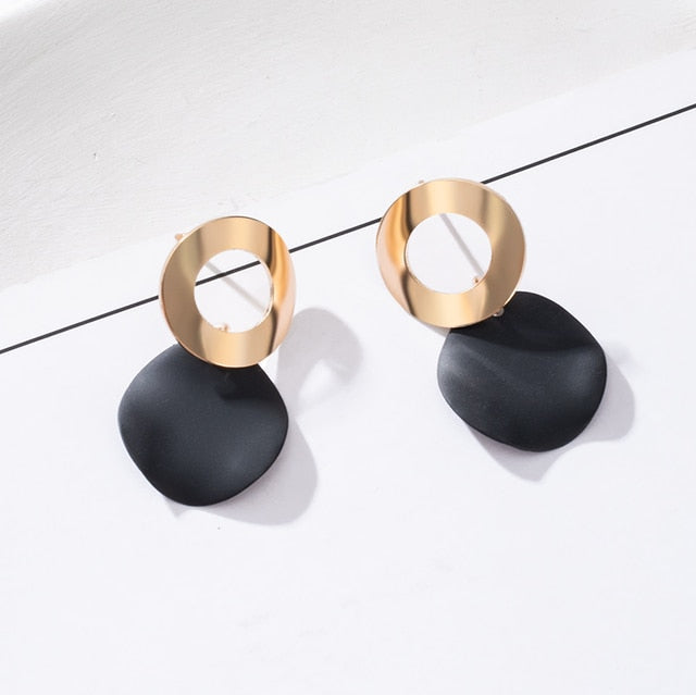 Women's Earrings Korean Black Colour Drop Earrings For Women Statement Geometric Earrings 2021 Fashion TrRendd Female Jewelry daiiibabyyy
