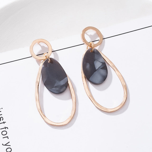 Women's Earrings Korean Black Colour Drop Earrings For Women Statement Geometric Earrings 2021 Fashion TrRendd Female Jewelry daiiibabyyy