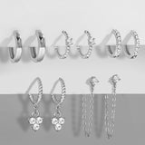 5Pair Fashion Round Twist Copper Small Hoop Earrings Set for Women Simple Gold CZ Crystal Long Chain Earring Jewelry 2021 New daiiibabyyy