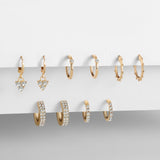5Pair Fashion Round Twist Copper Small Hoop Earrings Set for Women Simple Gold CZ Crystal Long Chain Earring Jewelry 2021 New daiiibabyyy