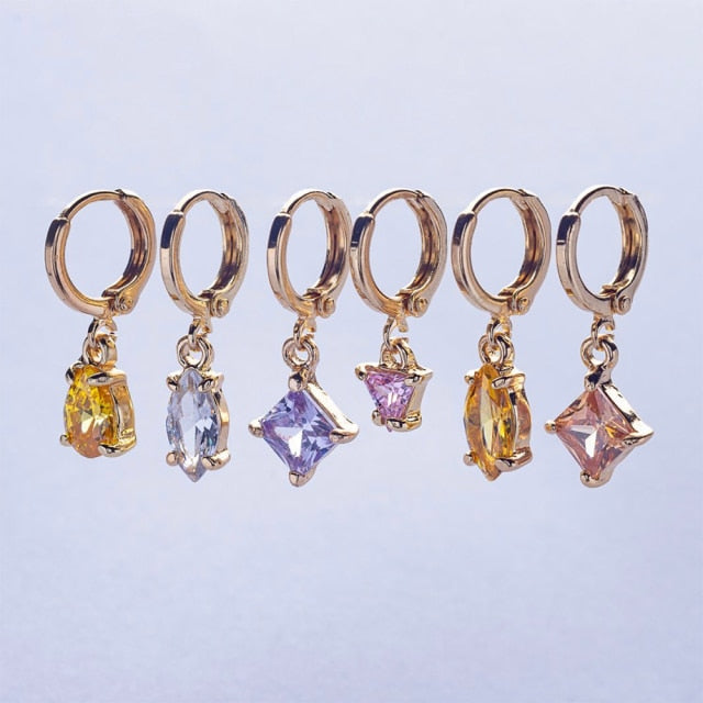 5Pair Fashion Round Twist Copper Small Hoop Earrings Set for Women Simple Gold CZ Crystal Long Chain Earring Jewelry 2021 New daiiibabyyy