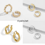 5Pair Fashion Round Twist Copper Small Hoop Earrings Set for Women Simple Gold CZ Crystal Long Chain Earring Jewelry 2021 New daiiibabyyy