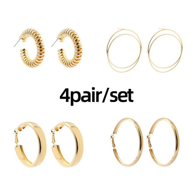 5Pair Fashion Round Twist Copper Small Hoop Earrings Set for Women Simple Gold CZ Crystal Long Chain Earring Jewelry 2021 New daiiibabyyy
