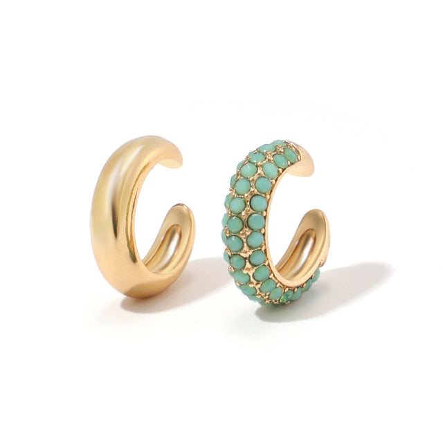 5Pair Fashion Round Twist Copper Small Hoop Earrings Set for Women Simple Gold CZ Crystal Long Chain Earring Jewelry 2021 New daiiibabyyy