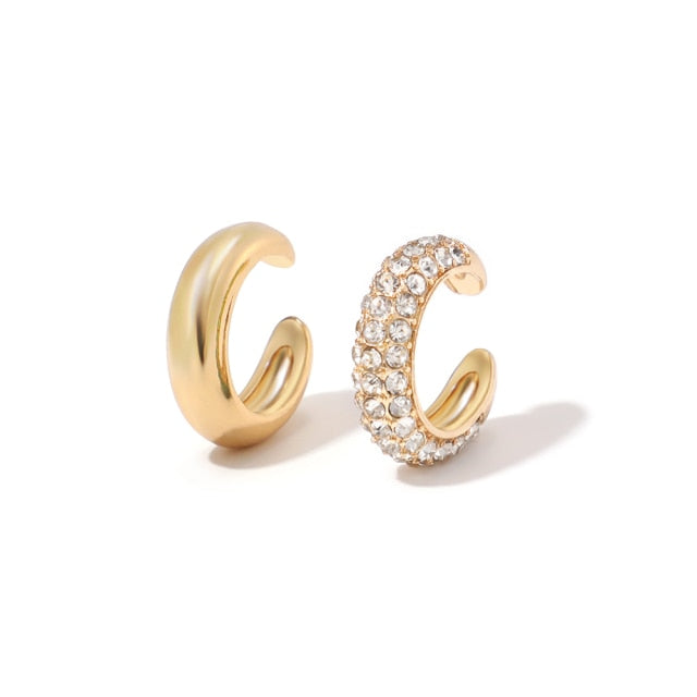 5Pair Fashion Round Twist Copper Small Hoop Earrings Set for Women Simple Gold CZ Crystal Long Chain Earring Jewelry 2021 New daiiibabyyy