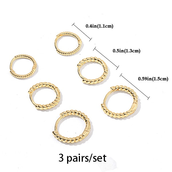 5Pair Fashion Round Twist Copper Small Hoop Earrings Set for Women Simple Gold CZ Crystal Long Chain Earring Jewelry 2021 New daiiibabyyy