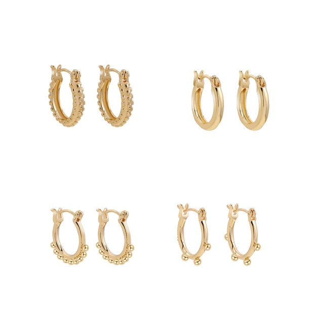 5Pair Fashion Round Twist Copper Small Hoop Earrings Set for Women Simple Gold CZ Crystal Long Chain Earring Jewelry 2021 New daiiibabyyy