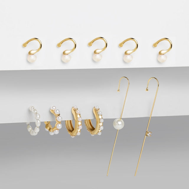 5Pair Fashion Round Twist Copper Small Hoop Earrings Set for Women Simple Gold CZ Crystal Long Chain Earring Jewelry 2021 New daiiibabyyy
