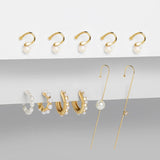 5Pair Fashion Round Twist Copper Small Hoop Earrings Set for Women Simple Gold CZ Crystal Long Chain Earring Jewelry 2021 New daiiibabyyy